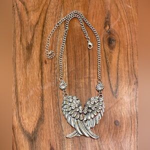 Ladies Silver Angle Wings Necklace